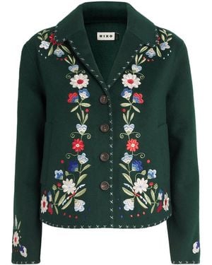 RIXO London Wool-Blend Embroidered Jude Blazer - Green
