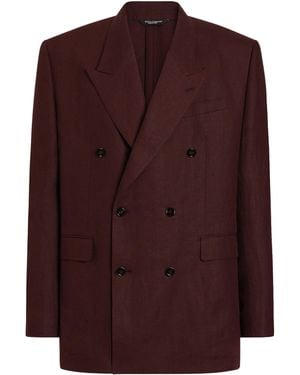 Dolce & Gabbana Linen Sicilia Suit Jacket - Purple