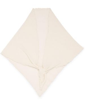 Allude Cashmere Lettuce-Hem Scarf - White