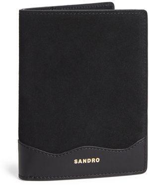 Sandro Suede Jet Lag Passport Holder - Black