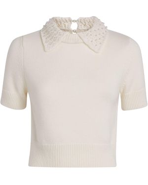 Claudie Pierlot Wool-Cashmere Embellished Jumper - White