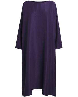 Eskandar Silk Plissé Midi Dress - Blue