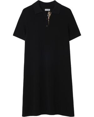 Burberry Cotton Check-Taping Polo Shirt Mini Dress - Black