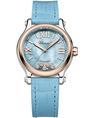 Chopard Lucent Steel And Diamond Happy Sport Watch - Blue