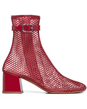 Alaïa Leather Mesh Ankle Boots 55 - Red