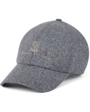 Brunello Cucinelli Virgin Wool Logo Cap - Gray