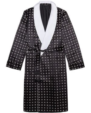 Tom Ford Double Duchess Silk Geometric Jacquard Robe - Black