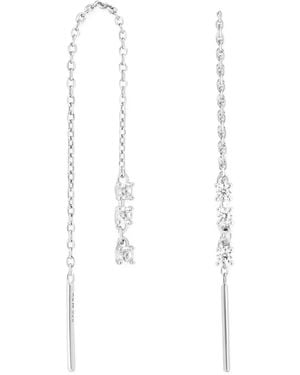 Astrid & Miyu Rhodium-Plated And Crystal Drop Earrings - White