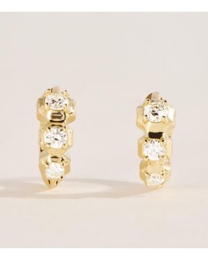 Jade Trau Mini And Diamond Sophisticate Huggie Earrings - Metallic