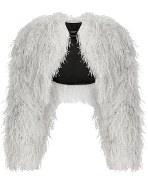 Dolce & Gabbana Kim Dolce&Gabbana Ostrich Feather Bolero Jacket - White