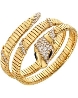 BVLGARI And Diamond Serpenti Tubogas Bracelet - Metallic