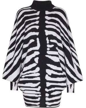 Balmain Wool-Cashmere Intarsia Mini Dress - Black