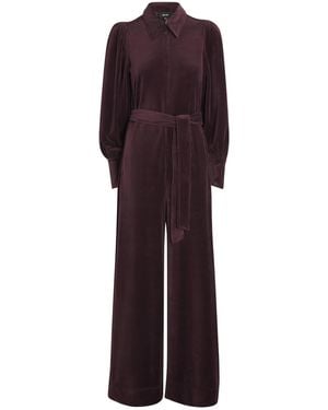 ME+EM Velour Long-Sleeve Jumpsuit - Purple