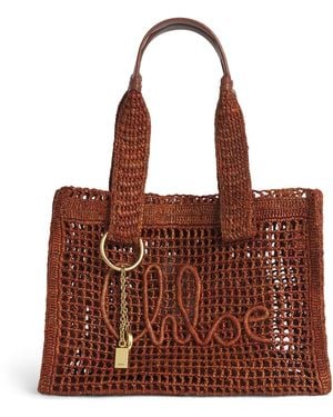 Chloé Raffia Summer Banana East-West Tote Bag - Brown