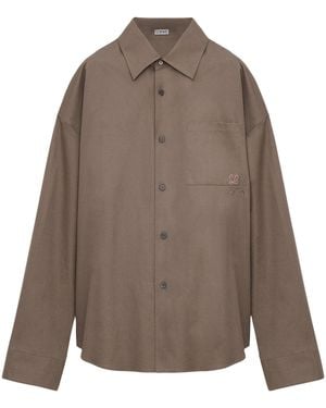 Loewe Cotton-Blend Anagram Shirt - Grey
