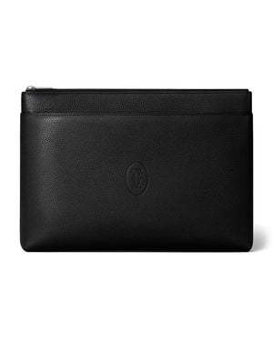 Cartier Large Leather Must De Portfolio Bag - Black