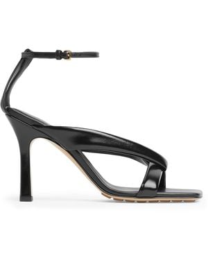 Bottega Veneta Riva Padded Glossed-Leather Sandals - Black