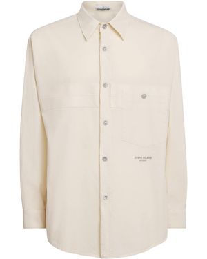 Stone Island Organic Cotton Garment-Dyed Overshirt - White
