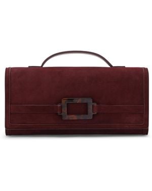 Roger Vivier Suede Belle Vivier Top-Handle Bag - Red