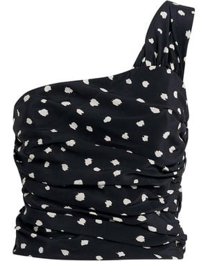 Blazé Milano Silk Polka Dot Top - Black