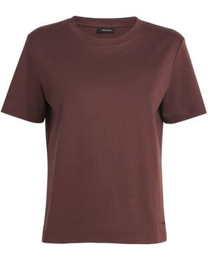 Yves Salomon Pima Cotton-Silk Interlock T-Shirt - Brown