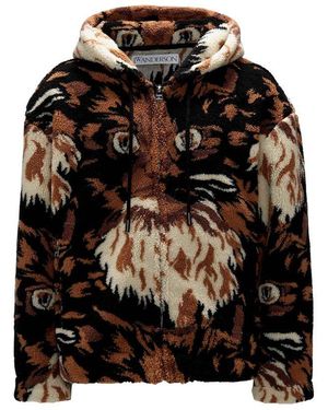 JW Anderson X Christiane Kubrick Cat Print Fleece Jacket - Black