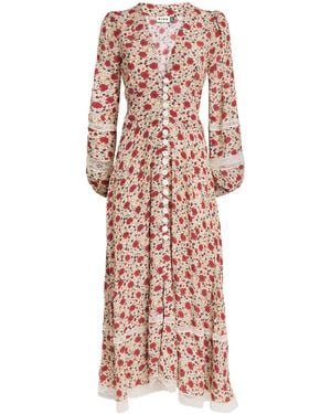 RIXO London Floral Raven Midi Dress - Pink