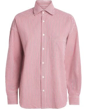 With Nothing Underneath Seersucker Striped The Weekend Shirt - Pink