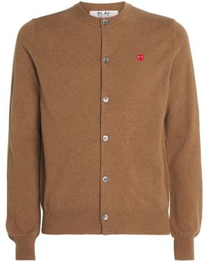 COMME DES GARÇONS PLAY Wool Mini Heart Cardigan - Brown