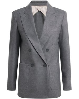 Max Mara Cashmere Double-Breasted Blazer - Gray