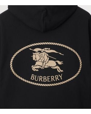 Burberry Cotton Knight Stamp Hoodie - Black