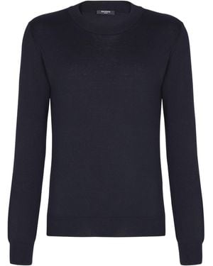 Balmain Silk-Cotton Monogram Sweater - Blue