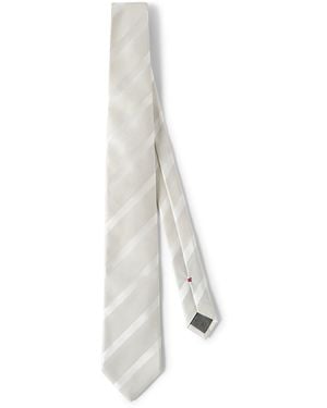 Brunello Cucinelli Silk Stripe Tie - White