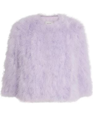 Yves Salomon Feather Cropped Jacket - Purple
