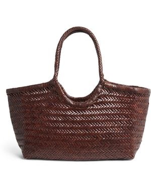 Dragon Diffusion Large Leather Woven Nantucket Tote Bag - Brown