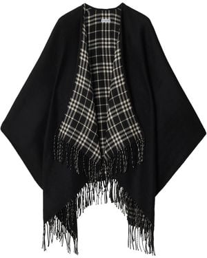 Burberry Wool Reversible Check Cape - Black