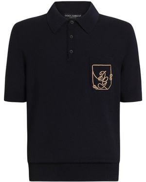 Dolce & Gabbana Virgin Wool Polo Shirt - Black