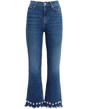 Maje Beaded High-Rise Flared Jeans - Blue