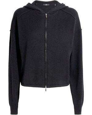 7 For All Mankind Cashmere Zip-Up Hoodie - Black