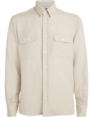 Ralph Lauren Silk-Linen Pocket-Detail Shirt - White