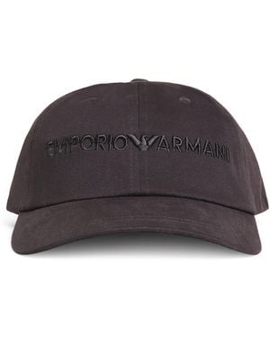 Emporio Armani Cotton Logo Baseball Cap - Gray