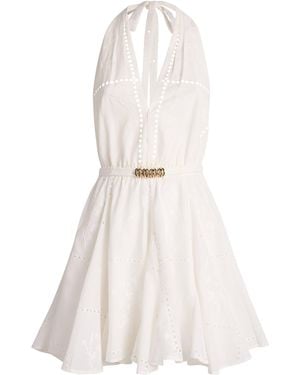Maje Cotton Embroidered Mini Dress - White