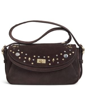 Sandro Medium Suede Le Mambo Janys Shoulder Bag - Black