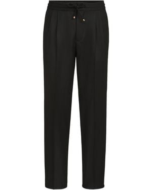 Brunello Cucinelli Virgin Wool Flannel Trousers - Black