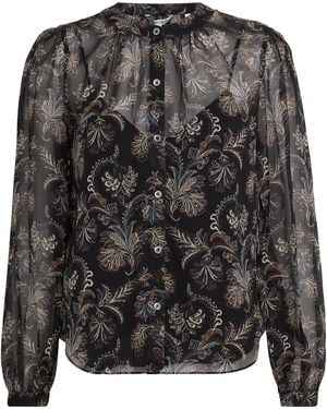 Veronica Beard Silk Ashlynn Blouse - Gray