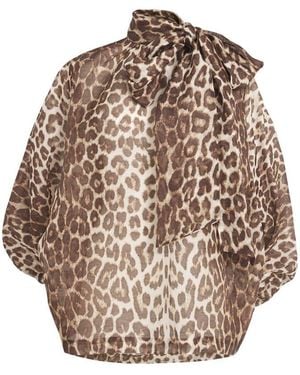 Zimmermann Silk Leopard Billow Blouse - Natural