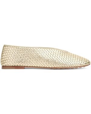 Bottega Veneta Metallic Leather Rosa Ballet Flats - Natural