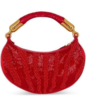 Balmain Mini Zebra-Print Ebene Top-Handle Bag - Red