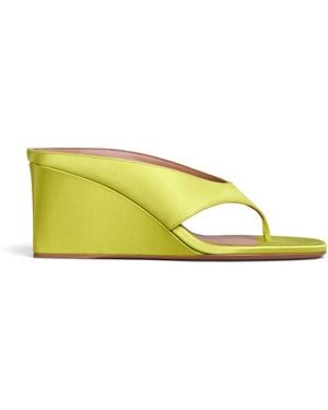 Alaïa Satin Cube Wedge Sandals 75 - Yellow