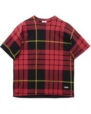 McQueen Cotton Oversized Tartan T-Shirt - Red